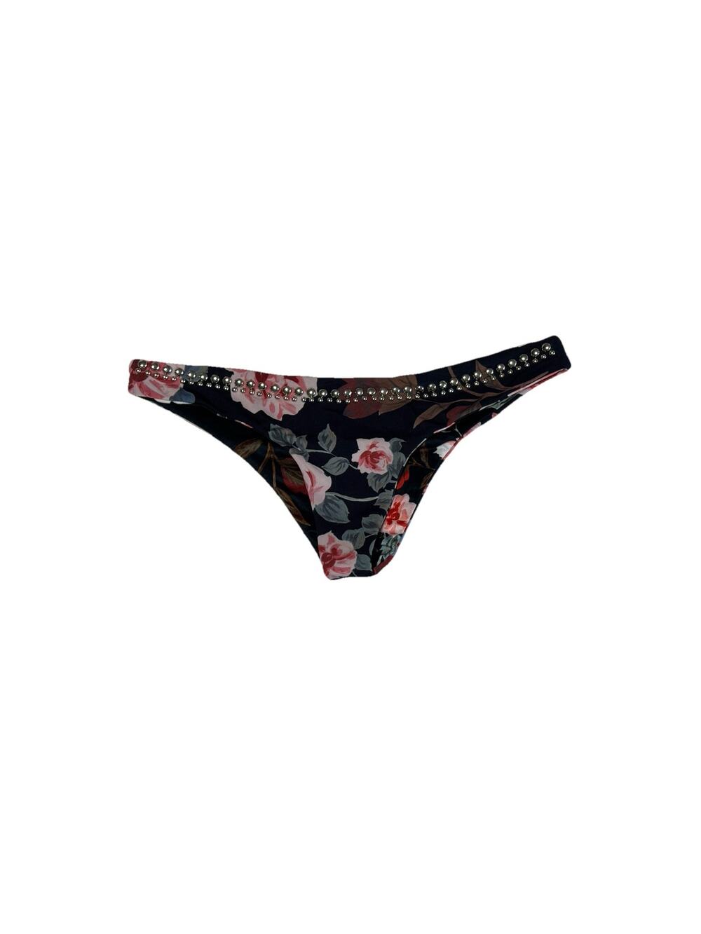 Beach Riot BottomBikini Piece Black Flowered Halter Studded Size M - Made in USA